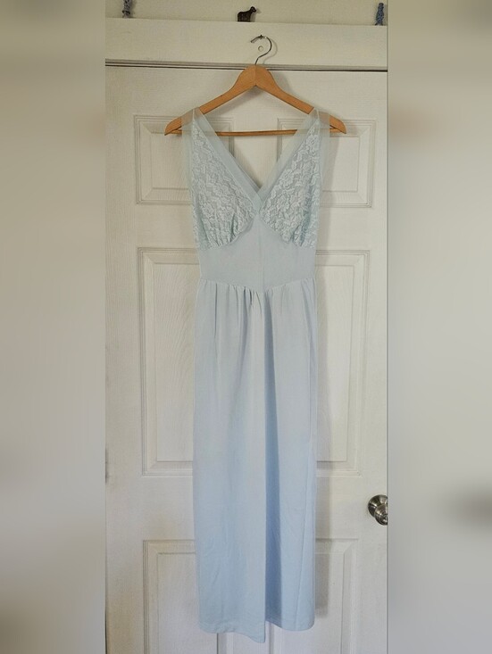 seamprufe Dresses & Skirts - Vintage Light Blue Lace Bodice Double V-Neck Slip Dress